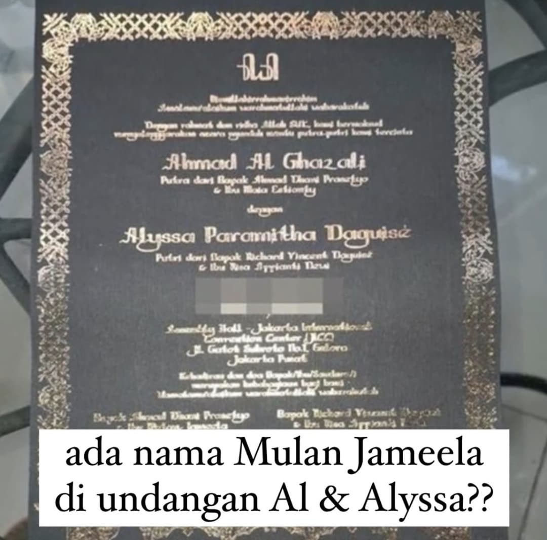 Viral! Beredar Undangan Nikah Al Ghazali dan Alyssa Daguise, Netizen Debat Gegara Nama Mulan Jameela