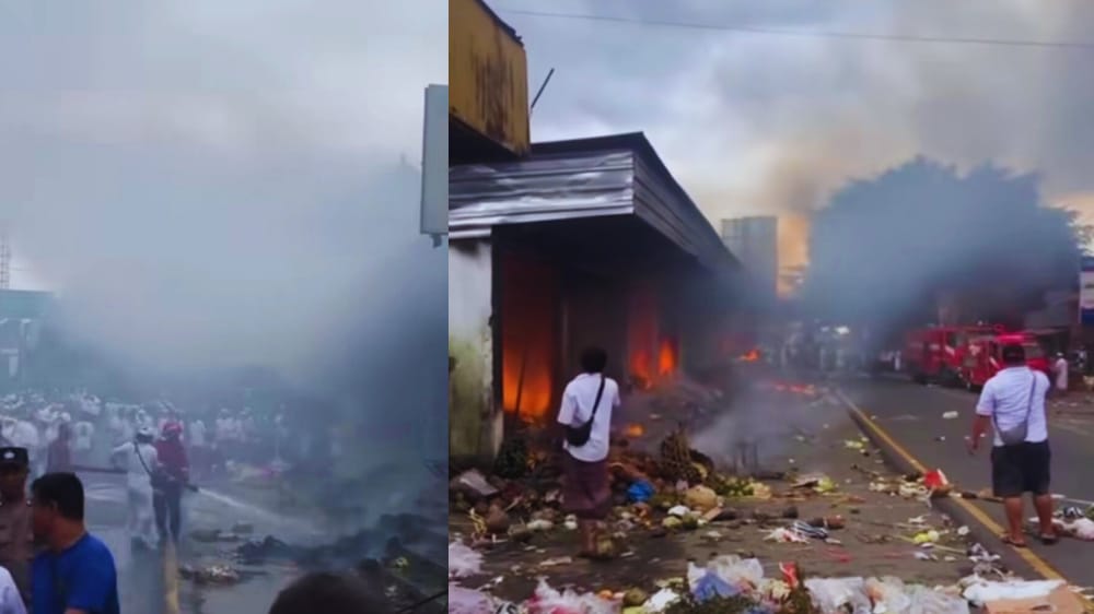 Kebakaran Kembali Landa Pasar Menanga saat Galungan, Belasan Kios Hangus Terbakar