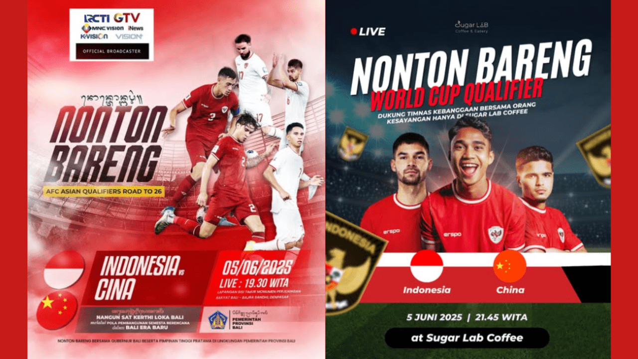 Daftar Lokasi Nobar Timnas Indonesia vs China di Bali Malam ini, Yuk Dukung Skuad Garuda!