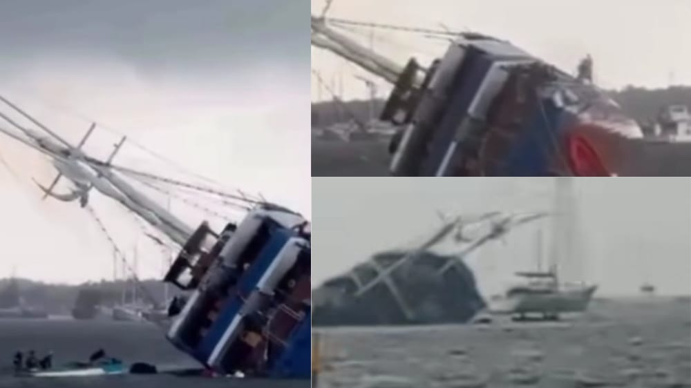 Dihantam Cuaca Ekstrem, Kapal Pinisi Sharandy of The Seas Karam di Serangan