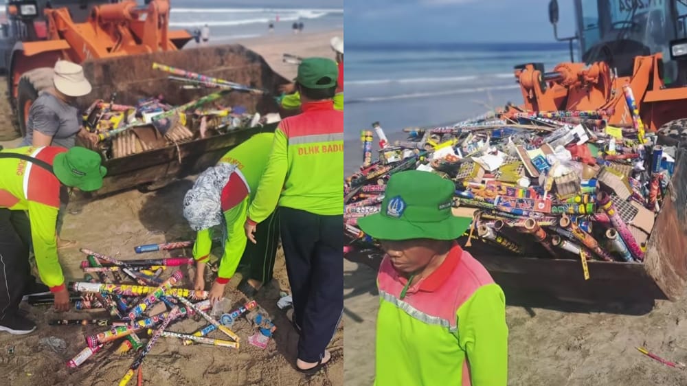DLHK Badung Angkut Dua Truk Sampah Kembang Api di Kawasan Samigita
