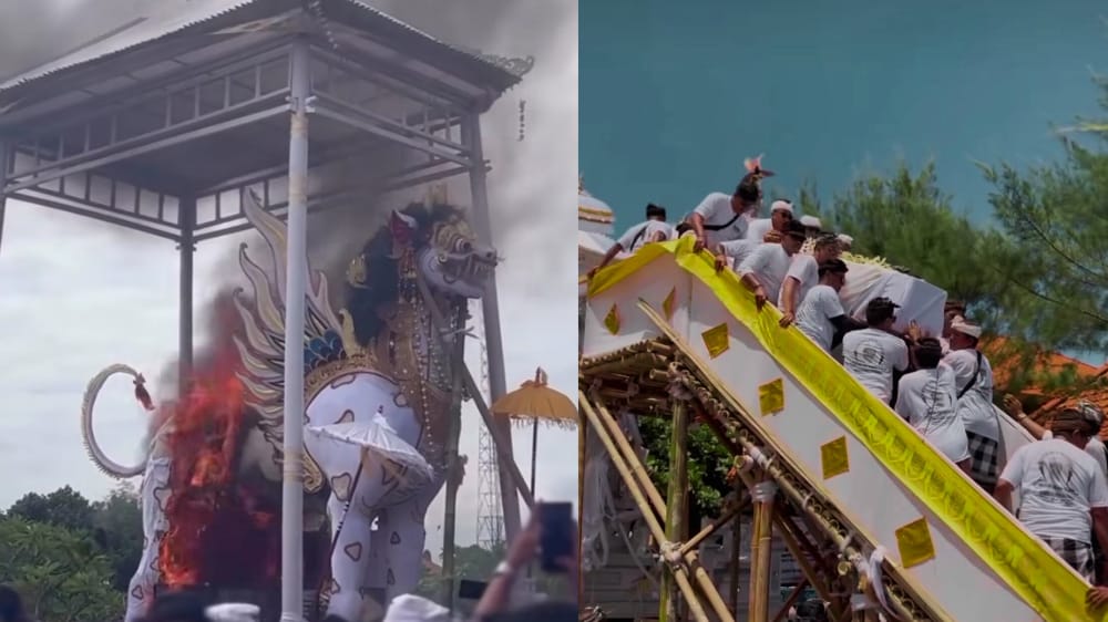 Singa Putih Bersayap Iringi Palebon Jro Mangku Gede Pura Payogan Agung Ketewel