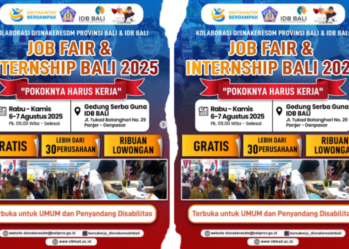 GRATIS! Disnaker ESDM Bali Gelar Job Fair 6-7 Agustus 2025, Ribuan Lowongan Pekerjaan Tersedia 