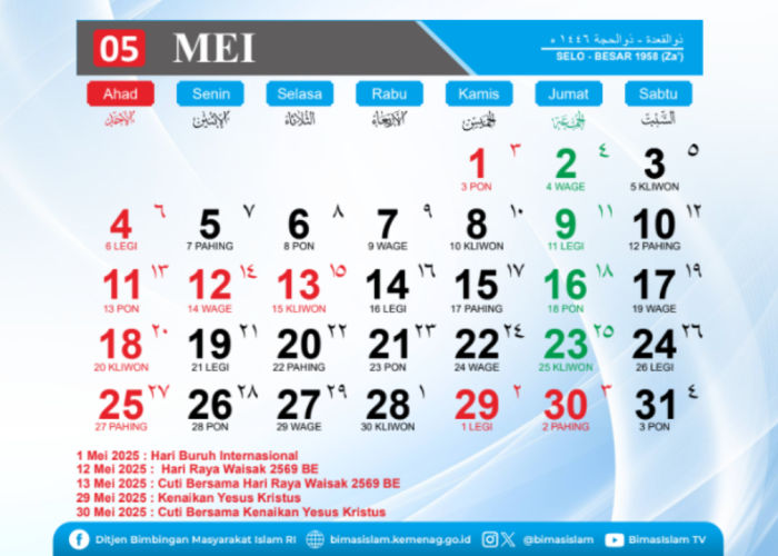 Simak Kalender Bulan Dzulhijjah 1446 H Lengkap Peringatan Hari Raya Idul Adha 2025