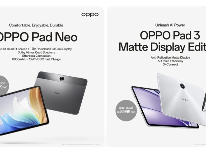 Oppo Pad 3 Mate Display Edition dan Oppo Pad Neo Resmi Diluncurkan di Indonesia, Cek Harga dan Spesifikasinya