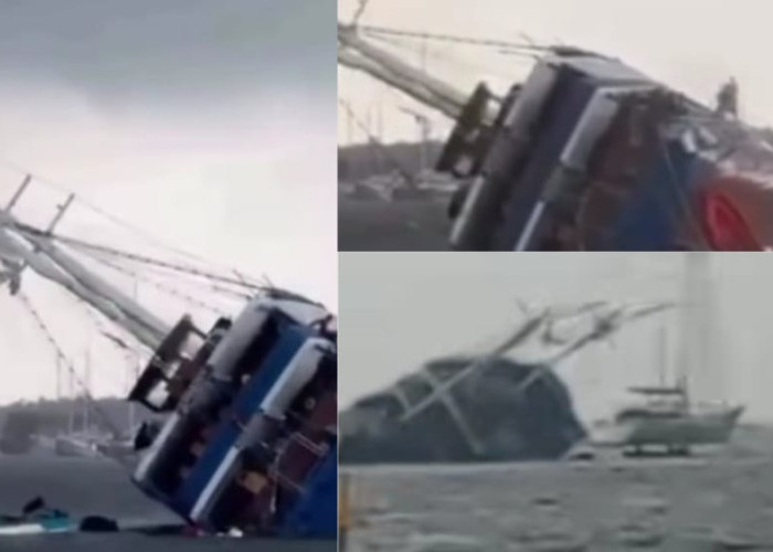 Dihantam Cuaca Ekstrem, Kapal Pinisi Sharandy of The Seas Karam di Serangan