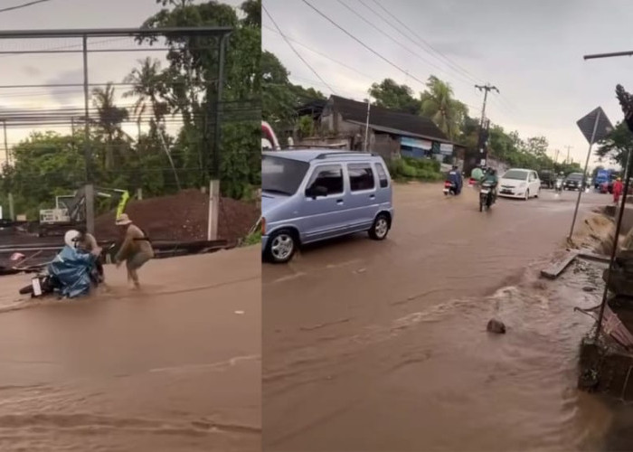 Banjir Akibat Kayu Sumbat Gorong-Gorong Lumpuhkan Arus Lalu Lintas di Jalur Denpasar–Gilimanuk