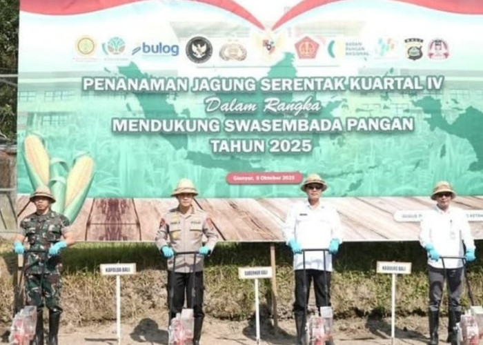 Dukung Swasembada Pangan, Polda Bali Gelar Penanaman Jagung Serentak di Gianyar