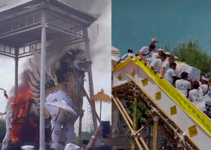 Singa Putih Bersayap Iringi Palebon Jro Mangku Gede Pura Payogan Agung Ketewel